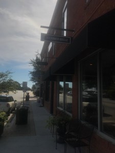 Outside a restaurant called the Corner Grille